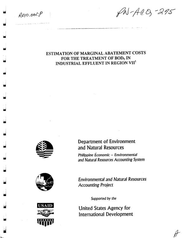 Estimation of marginal abatement costs for the treatment of BOD5 in industrial effluent in region VII
