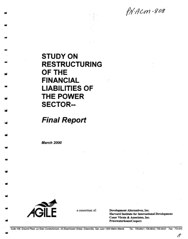 Study on restructuring of the financial liabilities of the power sector : final report