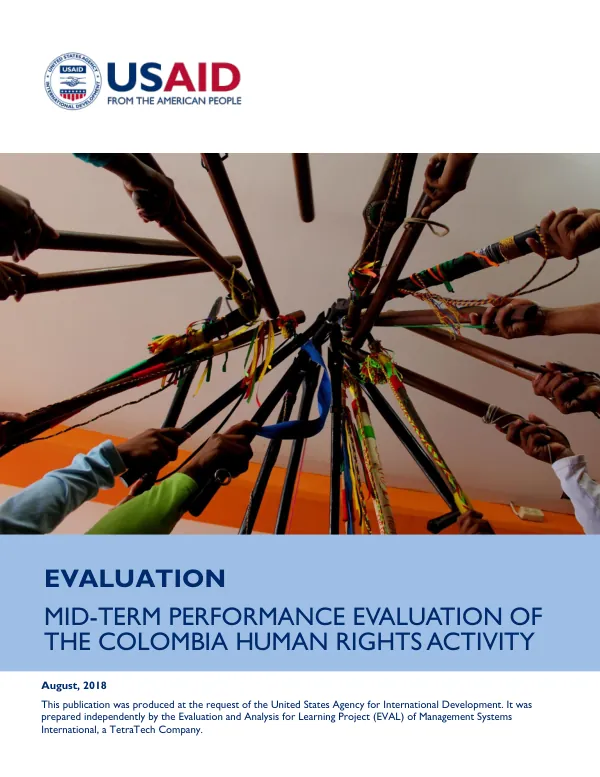 Evaluation : mid-term performance evaluation of the Colombia human rights activity