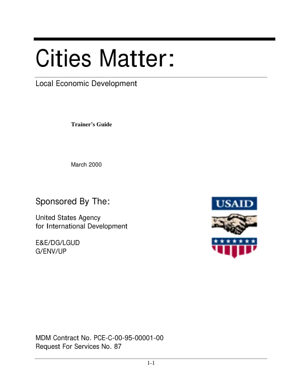 Cities matter : local economic development -- trainer"s guide