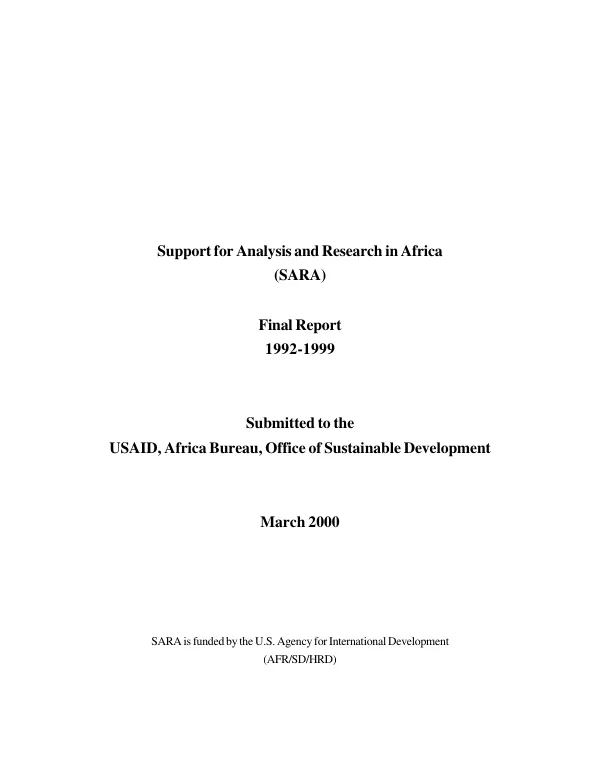 Support for analysis and research in Africa (SARA) : final report 1992-1999