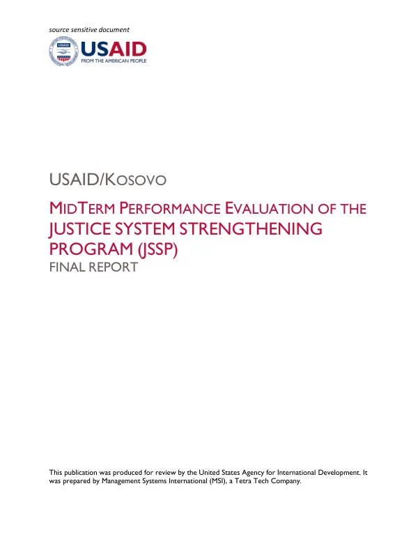 Midterm performance evaluation of the justice system strengthening program (JSSP) : final report