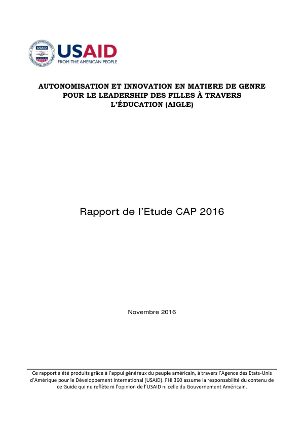 Eagle Rapport Etude CAP 2016