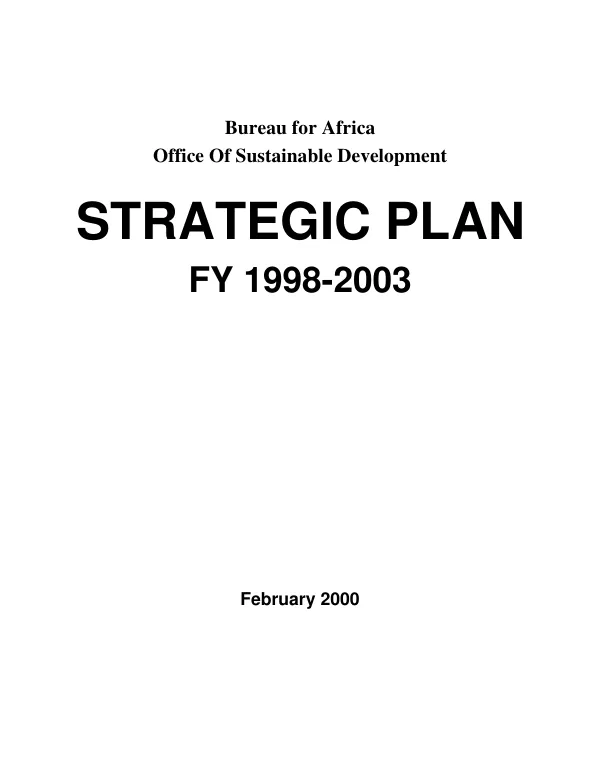 Bureau for Africa, Office of Sustainable Development strategic plan FY 1998-2003