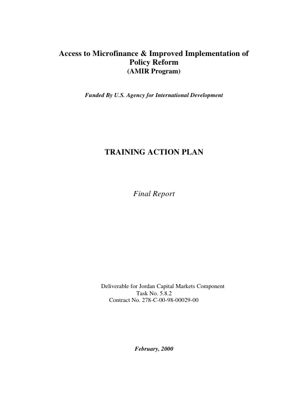 Training action plan : final report