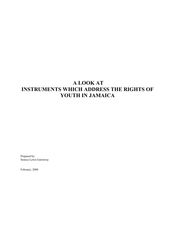 Uplifting adolescents project [UAP] : a look at instruments addressing the rights of youth in Jamaica