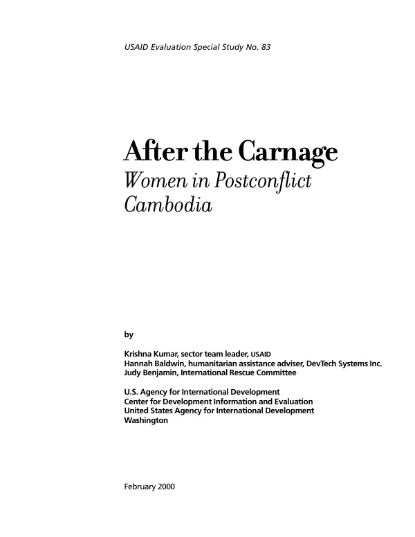After the carnage : women in postconflict Cambodia