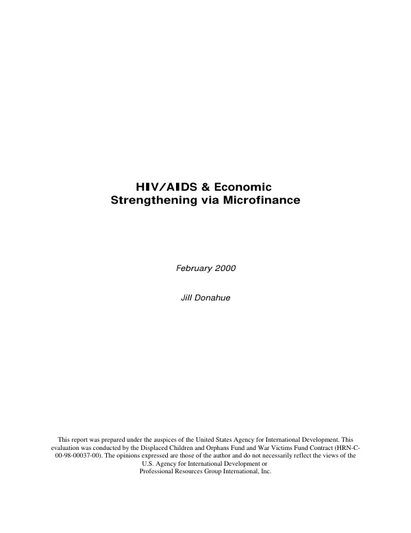 HIV/AIDS & economic strengthening via microfinance