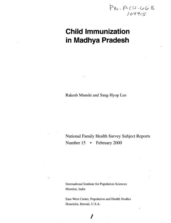 Child immunization in Madhya Pradesh[, India]