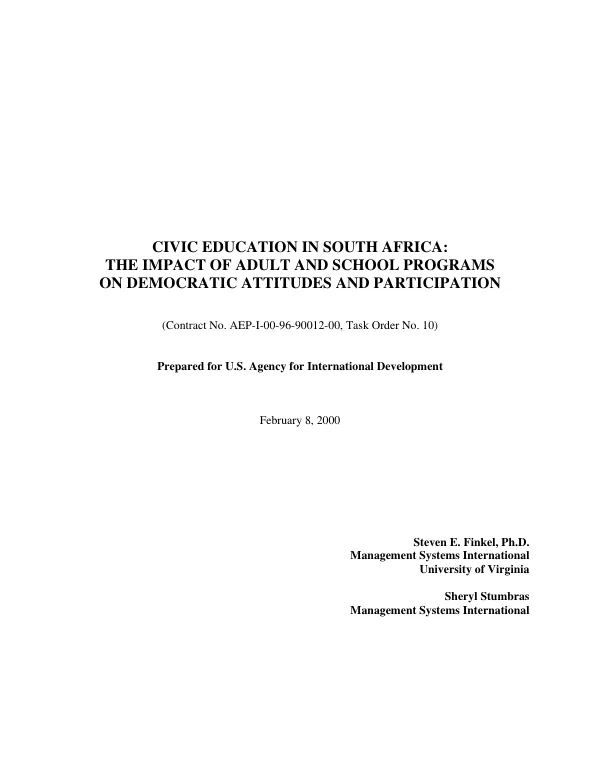 Civic education in South Africa : the impact of adult and school programs on democratic attitudes and participation