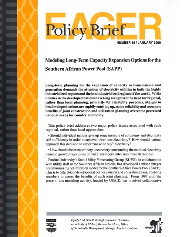 Modeling long-term capacity exapansion options for the Southern African Power Pool (SAPP)