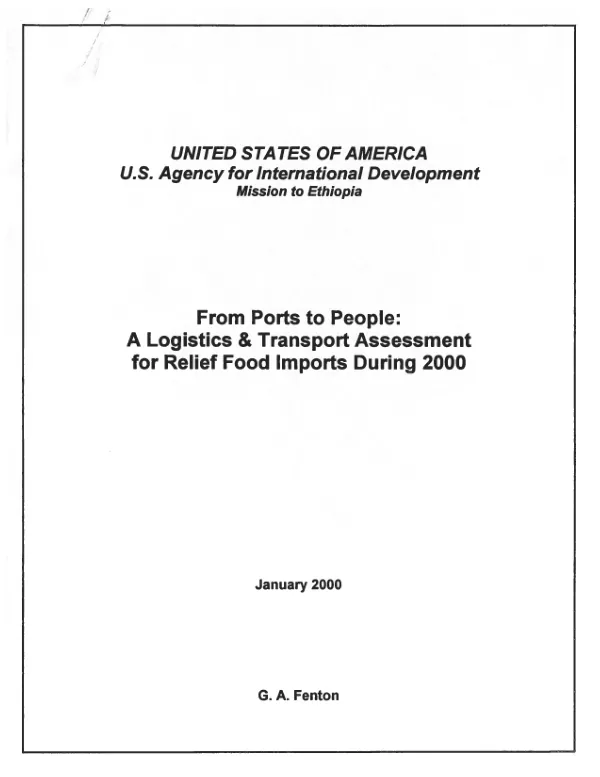 From ports to people : a logistics & transport assessment for relief food imports during 2000