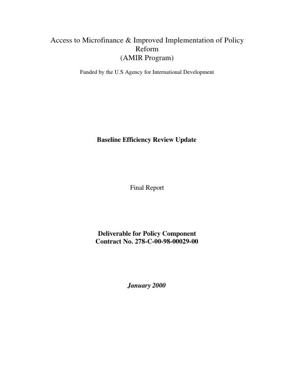 Baseline efficiency review update : final report