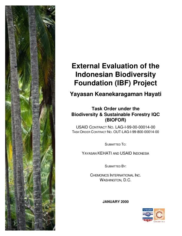External evaluation of the Indonesian Biodiversity Foundation (IBF) project : Yayasan Keanekaragaman Hayati
