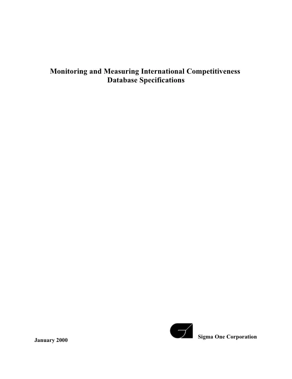 Monitoring and measuring international competitiveness : database specifications