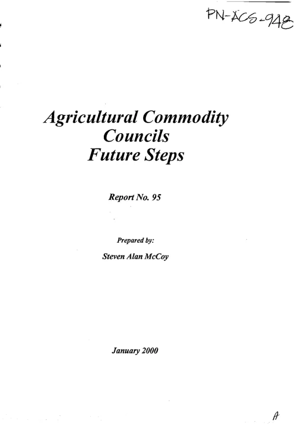 Agricultural commodity councils : future steps