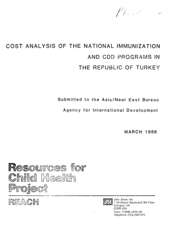 Cost analysis of the national immunization and control of diarrheal disease programs in the Republic of Turkey