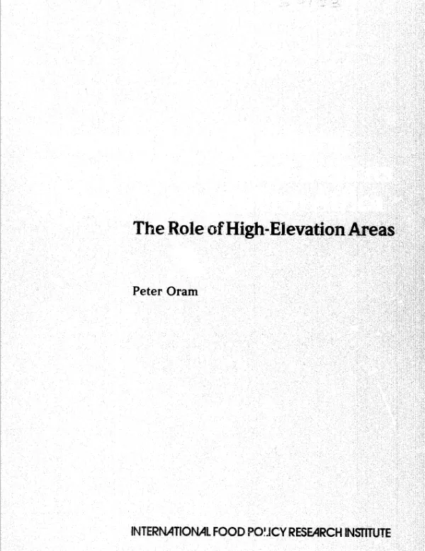 Prospects for agricultural production and food deficits in West Asia and North Africa : the role of high-elevation areas