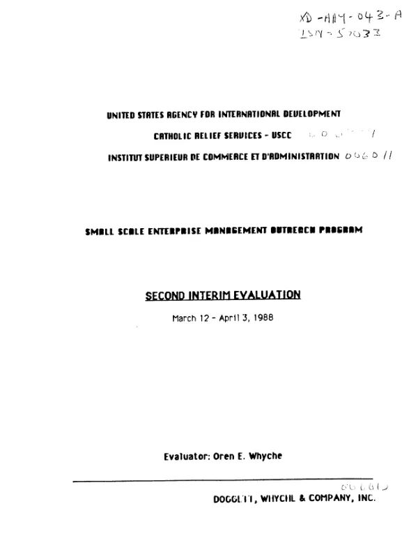 Small scale enterprise management outreach program : second interim evaluation March 12-April 3, 1988