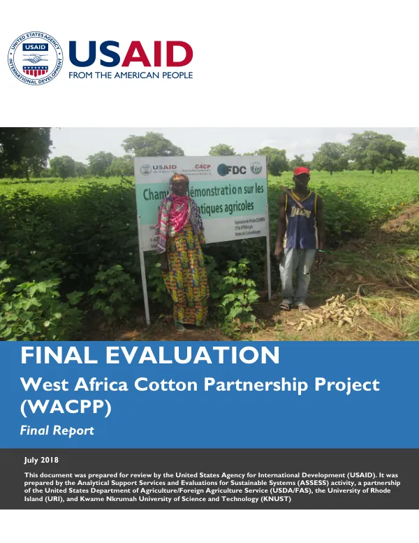 Final evaluation : West Africa cotton partnership project (WACPP) : final report