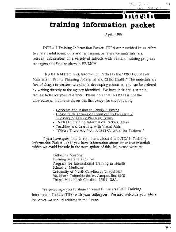 Training information packet