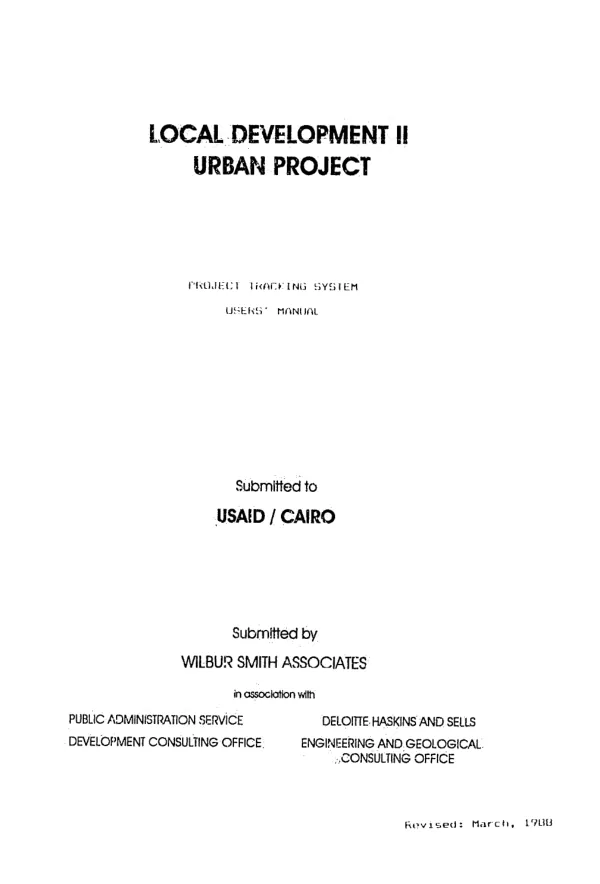 Project tracking system : users" manual