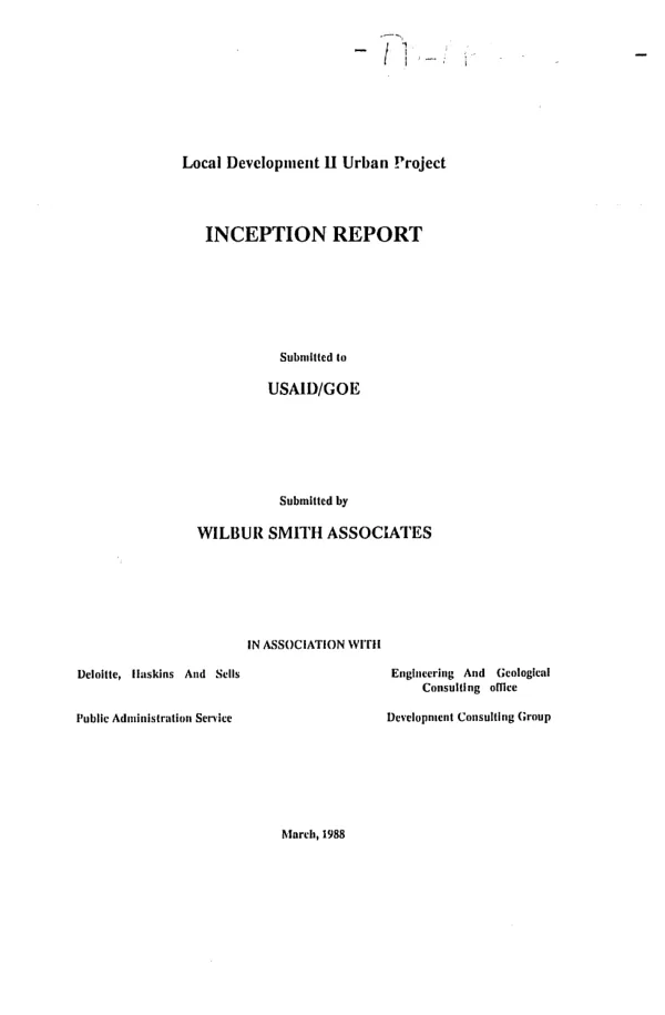 Local development II urban project : inception report