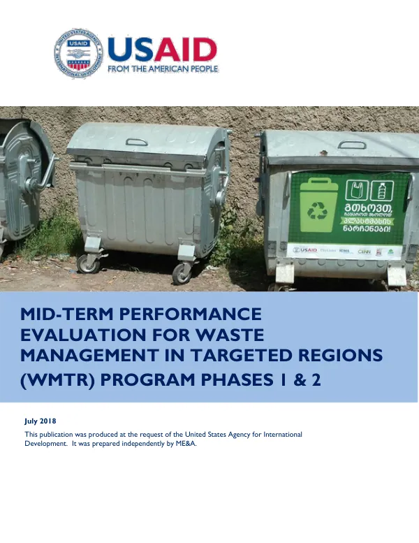 Mid-term performance evaluation for the waste management in targeted regions (WMTR) program phases 1 & 2 : final report