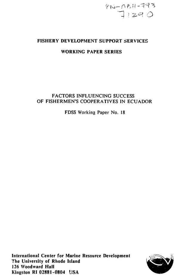 Factors influencing success of fishermen"s cooperatives in Ecuador