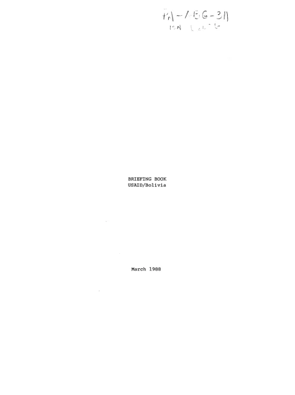 Briefing book : USAID/Bolivia