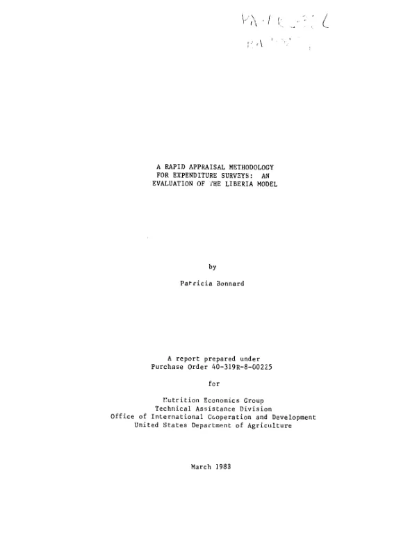 Rapid appraisal methodology for expenditure surveys : an evaluation of the Liberia model