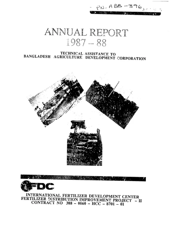 Annual report 1987-88 : technical assistance to Bangladesh Agriculture Development Corporation