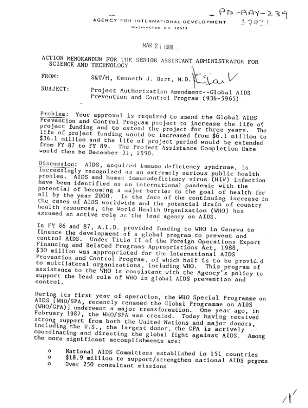 Global AIDS prevention and control : amendment no. [2]