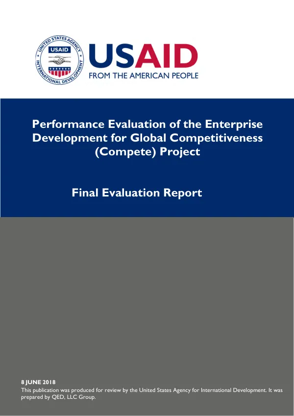 Performance evaluation of the enterprise development for global competitiveness (compete) project : final evaluation report