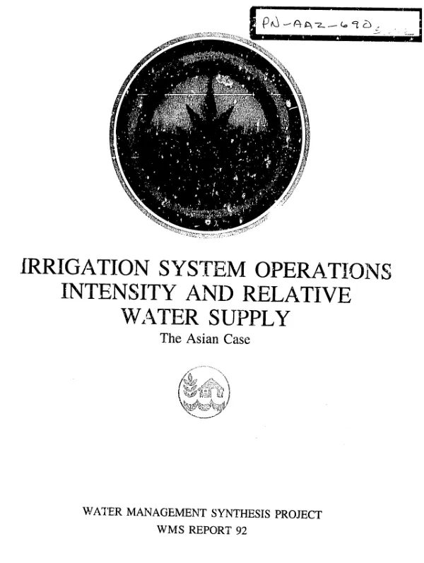 Irrigation system operations intensity and relative water supply : the Asian case