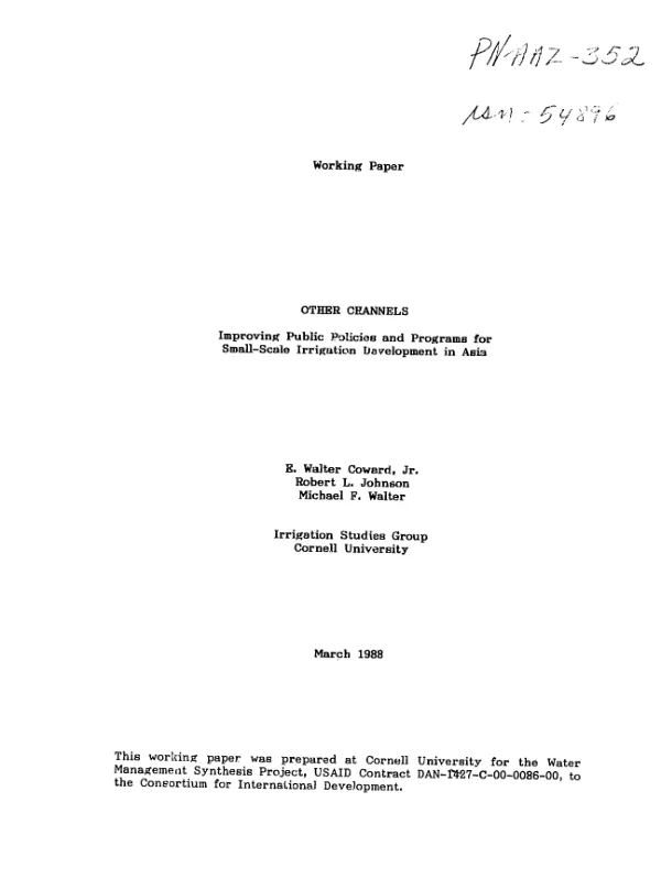 Working paper : other channels -- improving public policies and programs for small-scale irrigation development in Asia