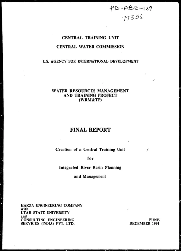Energy environment policy and training program [EEPTP] : terminal report