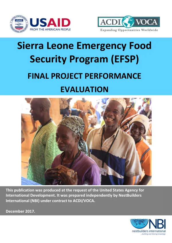 Sierra Leone emergency food security program (EFSP) : final project performance evaluation