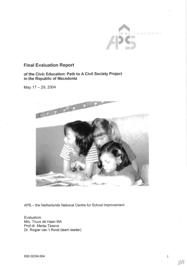 Final evaluation report of the "Civic education : path to a civil society project" in the Republic of Macedonia, May 17-29, 2004