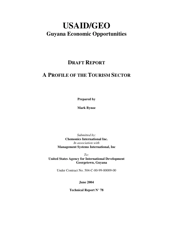 Draft report : a profile of the tourism sector