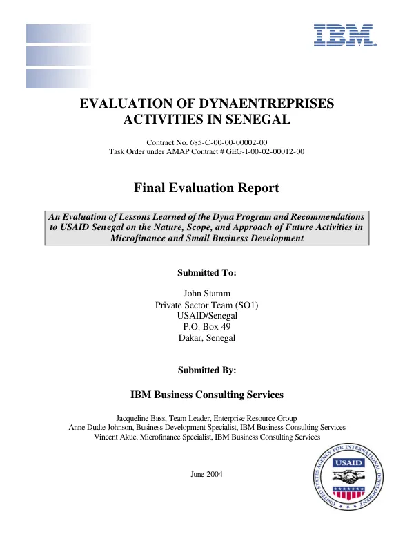 Evaluation of DynaEnterprises activities in Senegal