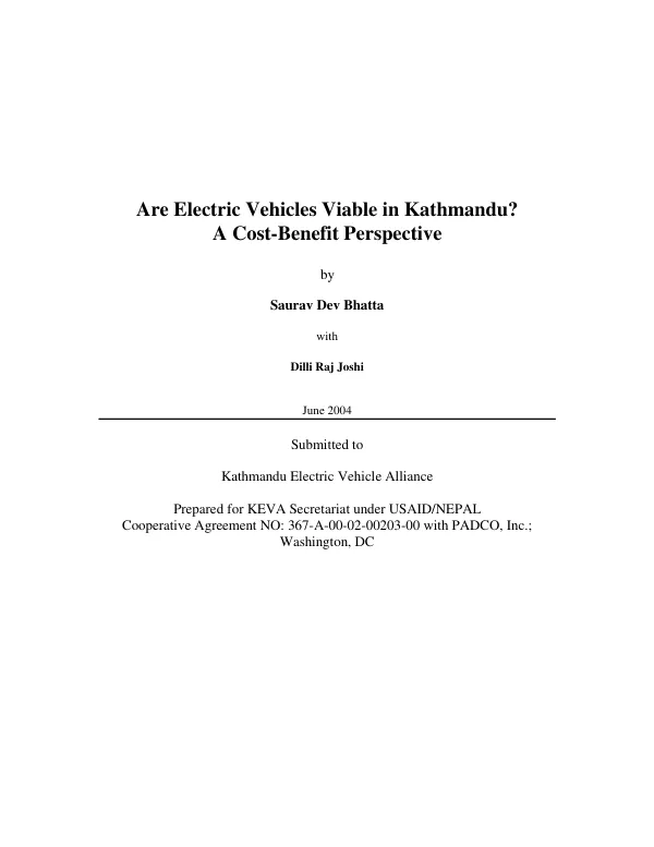 Are electric vehicles viable in Kathmandu? : a cost-benefit perspective