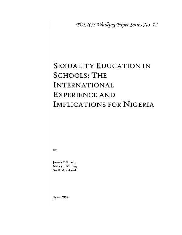 Sexuality education in schools : the international experience and implications for Nigeria