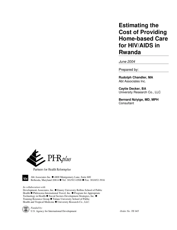 Estimating the cost of providing home-based care for HIV/AIDS in Rwanda