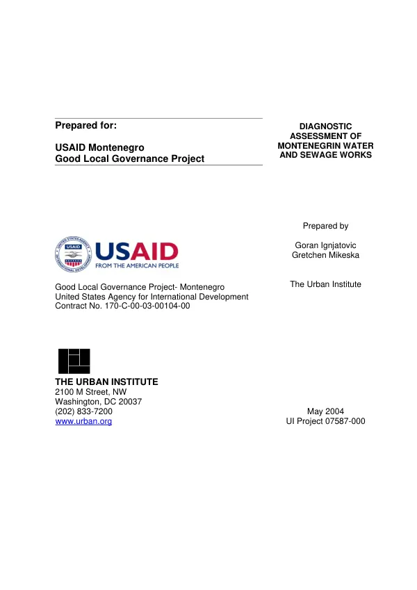 Diagnostic assessment of Montenegrin water and sewage works