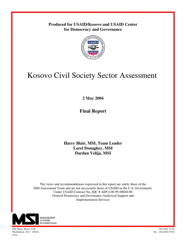 Kosovo civil society sector assessment