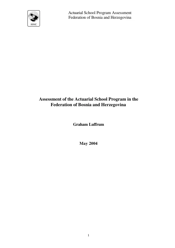 Assessment of the actuarial school program in the Federation of Bosnia and Herzegovina