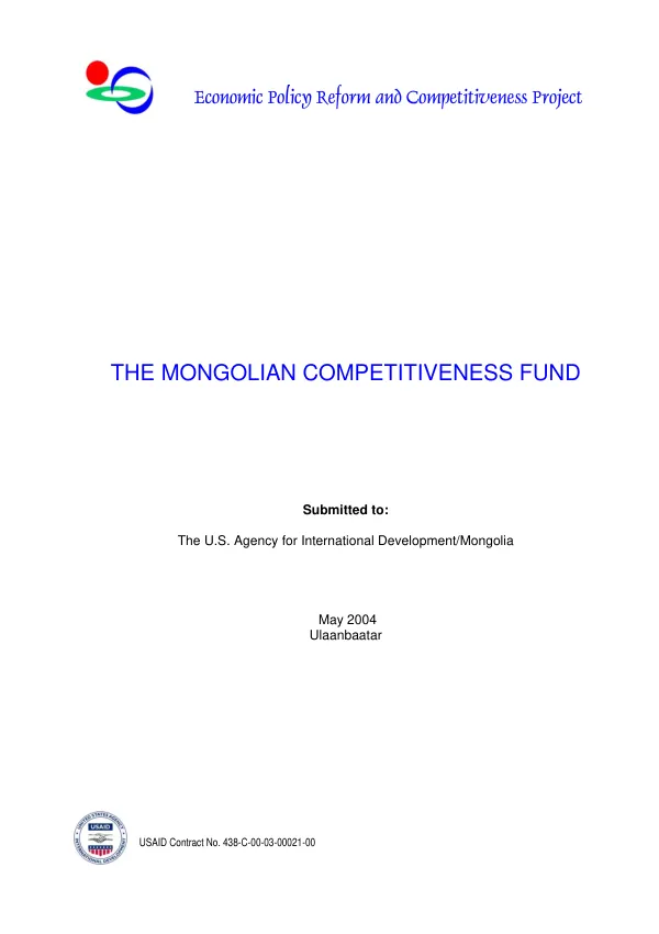 The Mongolian competitiveness fund [TMCF]