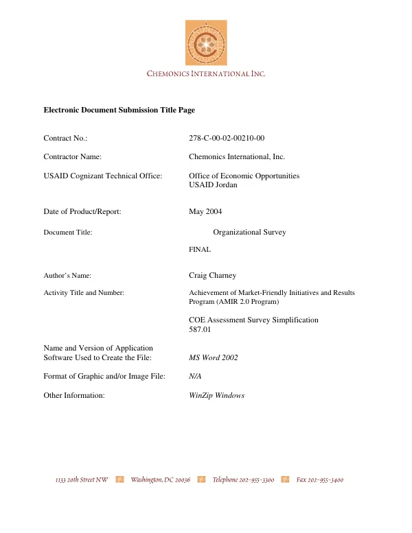 Organizational survey : draft report