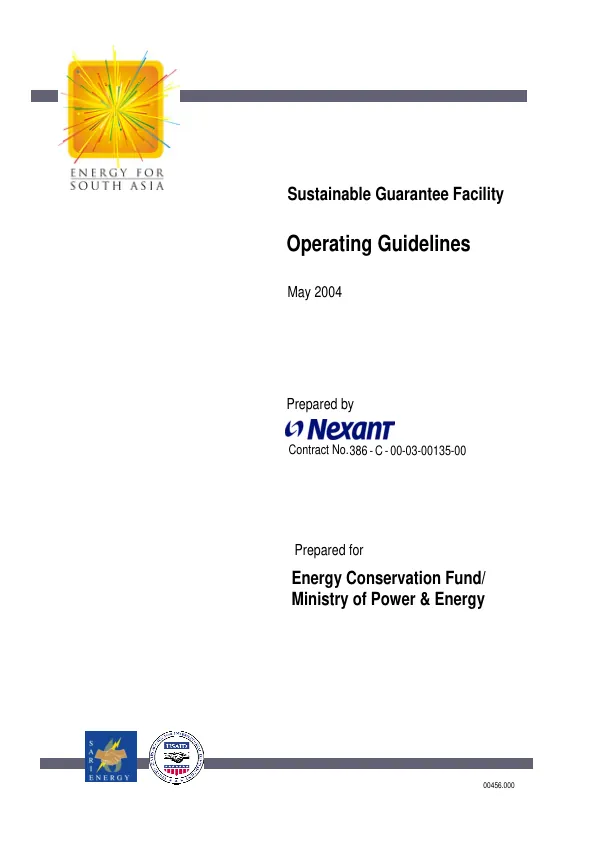 Sustainable Guarantee Facility : operating guidelines